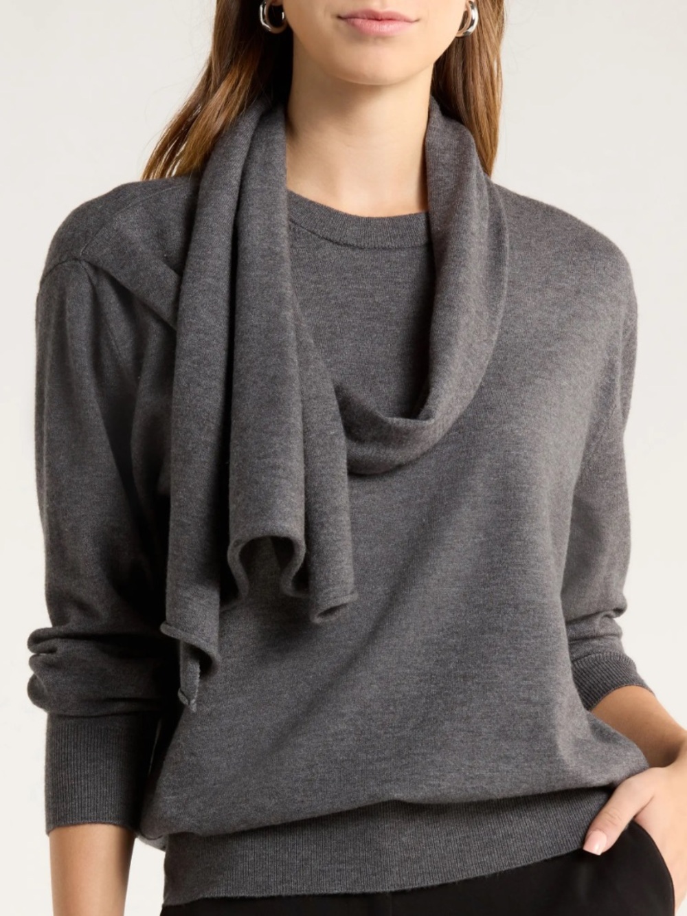NEW Halogen Crewneck Scarf Sweater